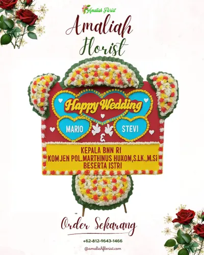 Karangan Papan Bunga Pernikahan di Melinggih Kelod